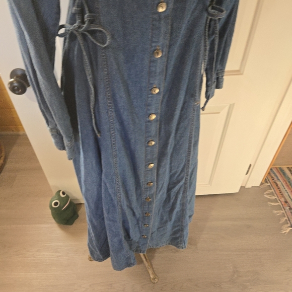 Vintage Forenza Denim Western Long Sleeve Button Down Maxi Dress, SIZE 10 - Picture 16 of 16